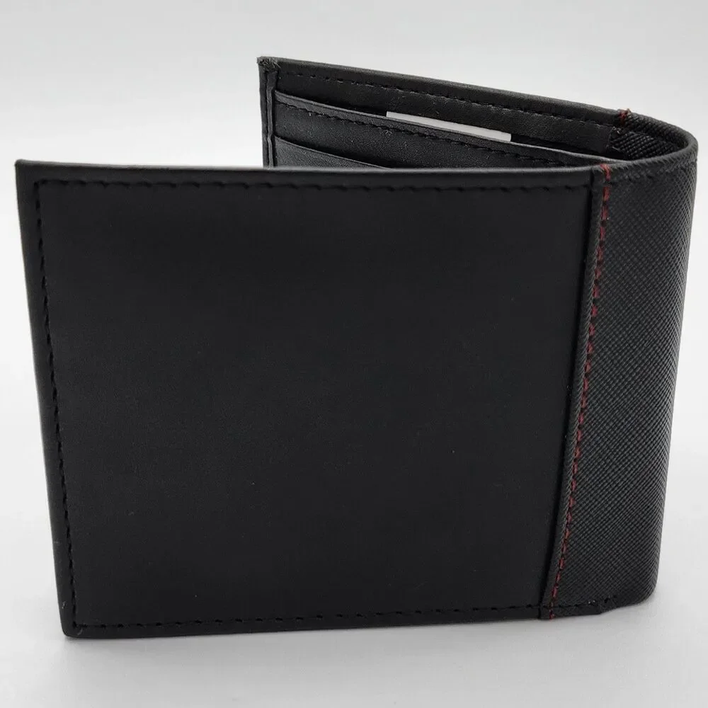 Guess - Black Leather Bifold Wallet w/ Red Stitching (NWT, RFID-Blocking)